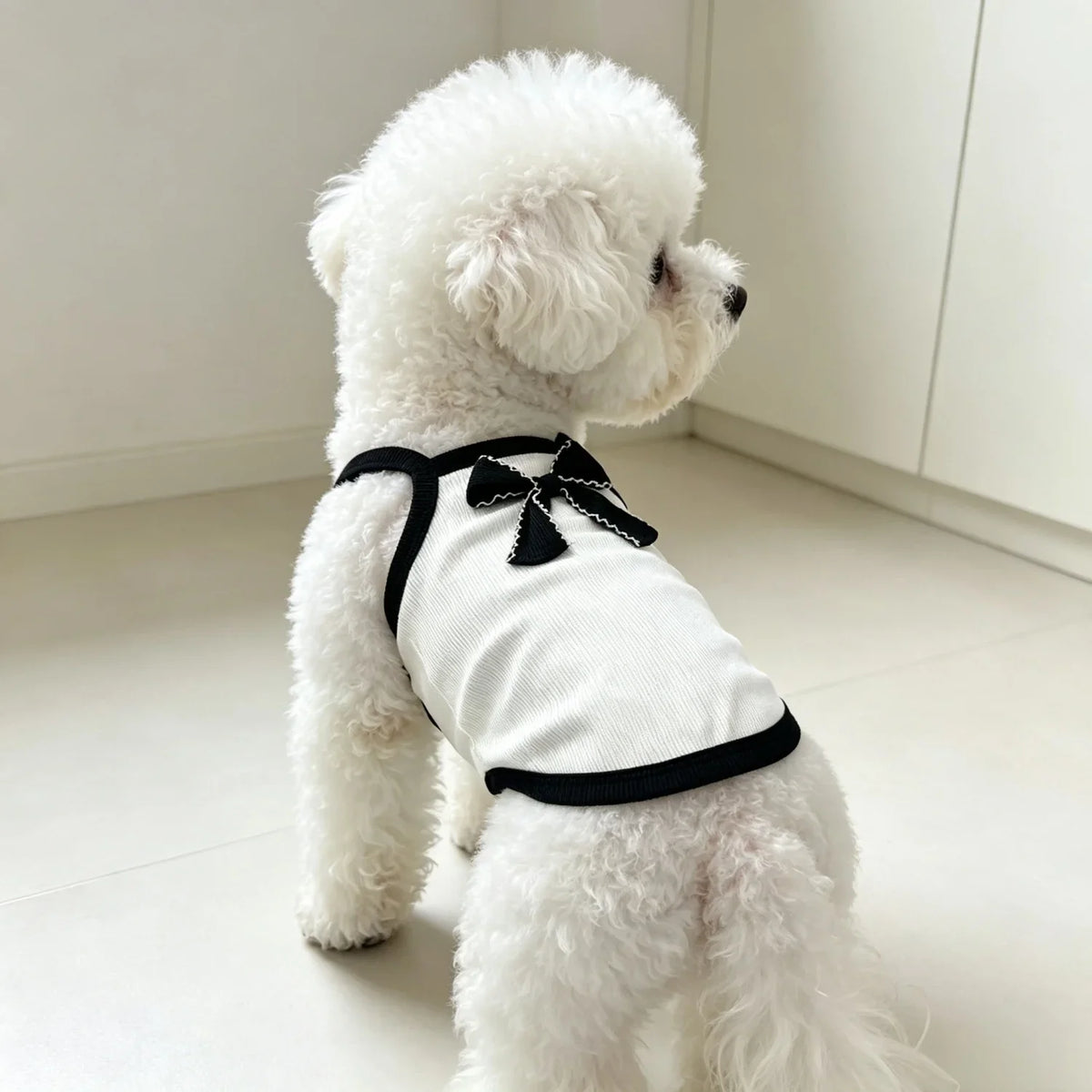 Ribbed Sleeveless Pet Vest with Bow Knot for Small Dogs and Cats