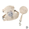 A beige pet leash harness for dogs and cats with a round handle and attached leash.