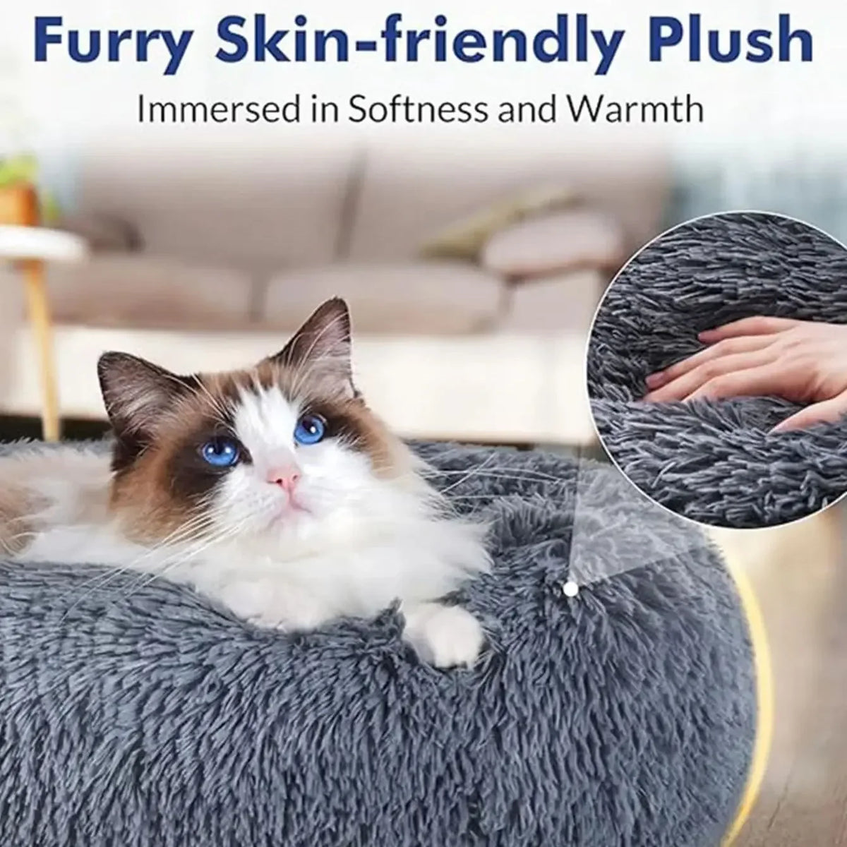 Ultra-Soft Plush Pet Bed for Dogs & Cats