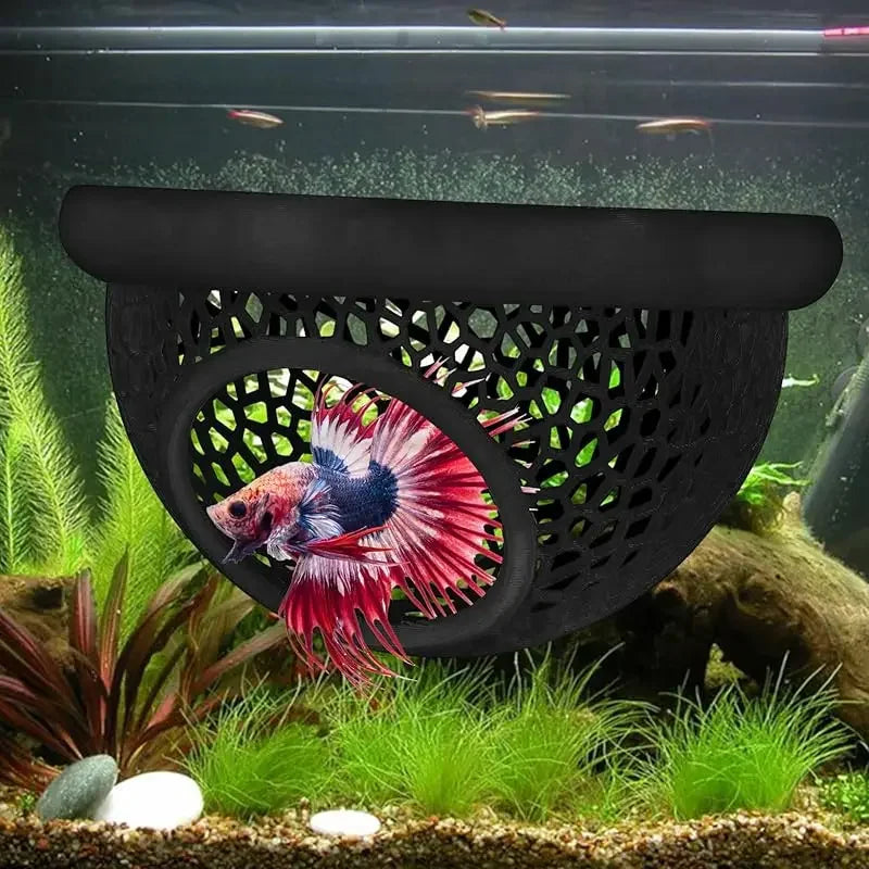 3-in-1 Floating Cave, Hammock, and Feeding Ring for Betta Fish and Shrimp