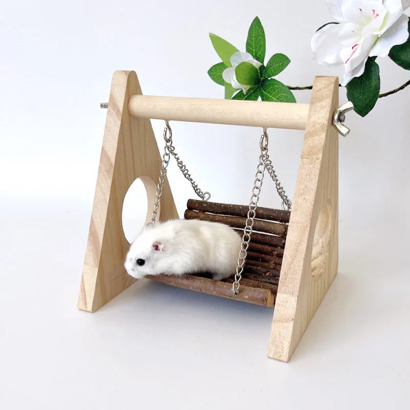Hamster Wooden Swing with Natural Chew Sticks