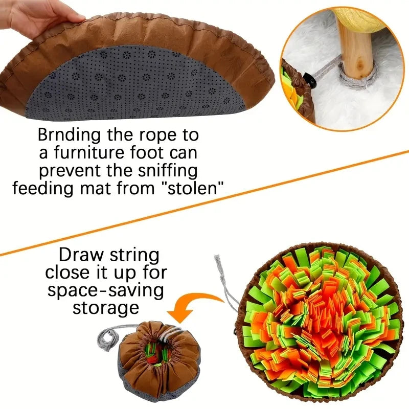 Washable Felt Dog Sniffing Pad Foldable Slow-Feed Mat Toy