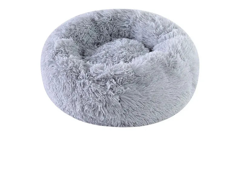 Cozy Plush Round Pet Bed with Detachable Washable Cover