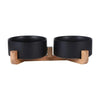 Elevated Ceramic Pet Bowl with Wooden Stand