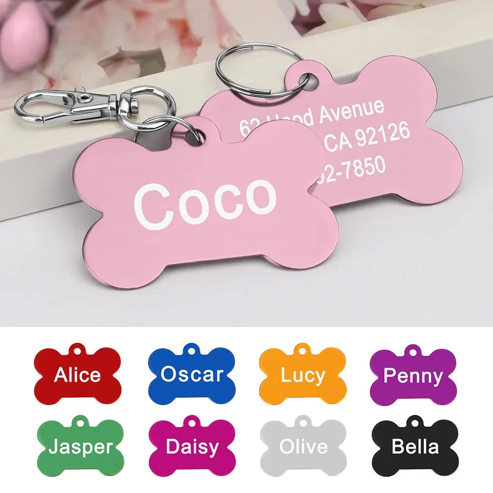 Personalized Bone-Shaped Pet ID Tag with Custom Engraving