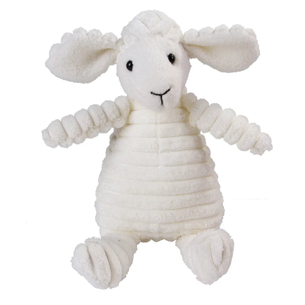 Jouet à mâcher en forme de mouton ou agneau, en peluche blanche pour animaux de compagnie.