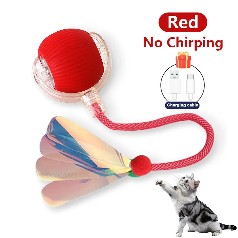 Interactive Chirping Cat Toy Ball with Motion Activation