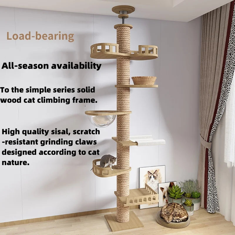 Arbre à chat de sol au plafond avec hamac