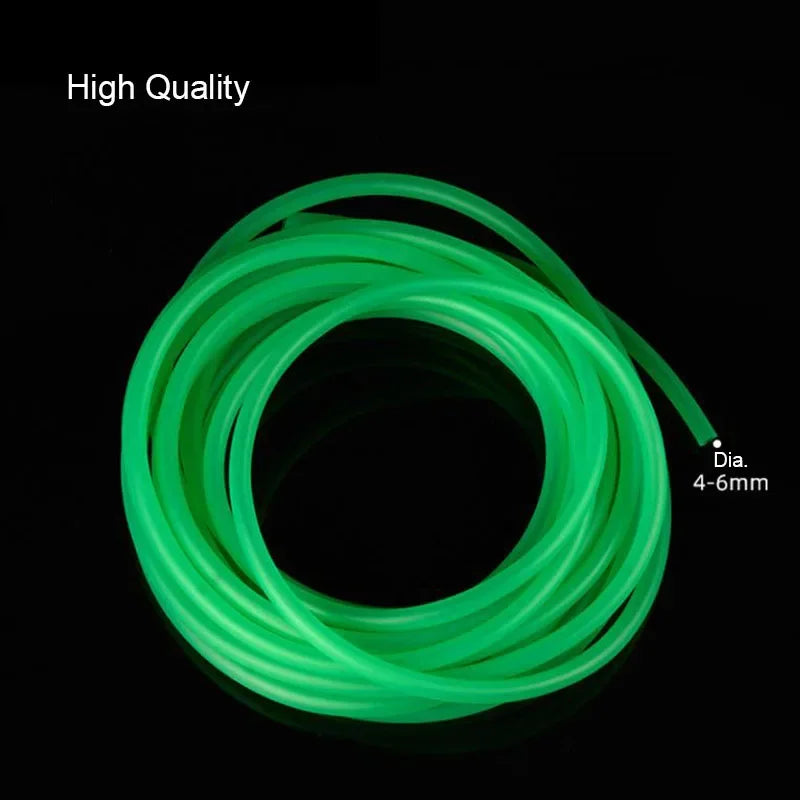 A coil of bright green food-grade silicone aquarium air tubing