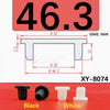 Black and white silicone rubber hole plugs shown with dimensions and unit measurement
