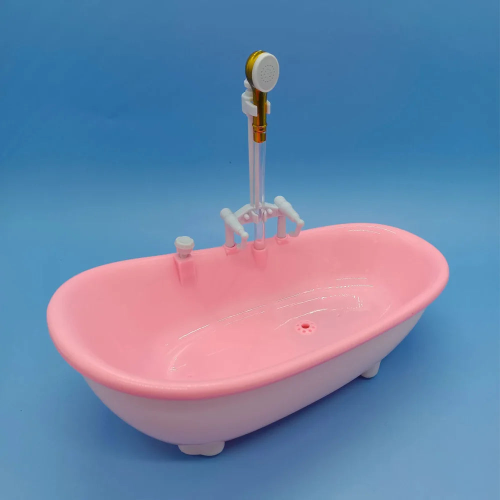 Miniature Bathroom Playset with Bathtub for Fashion Dolls
