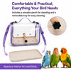 Transparent Bird Carrier with Wooden Perch