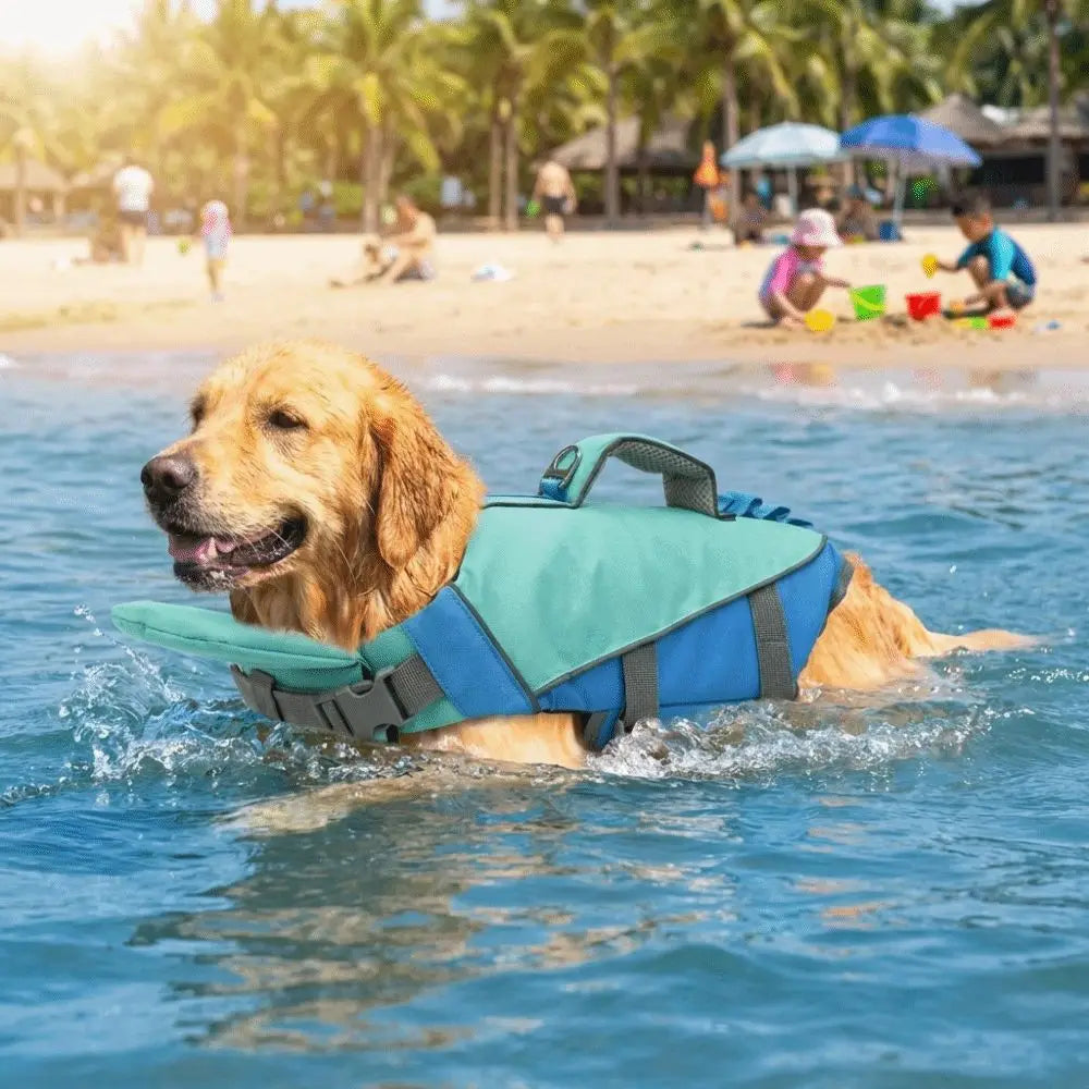 Adjustable Dog Life Jacket with Reflective Stripes