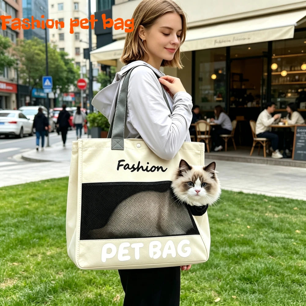 Breathable Head-Out Pet Carrier Tote for Cats and Small Dogs