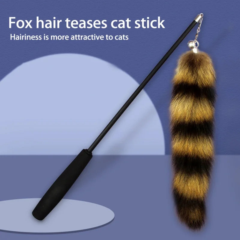 Jouet Baguette Plumes pour Chat Extensible avec Queue de Renard
