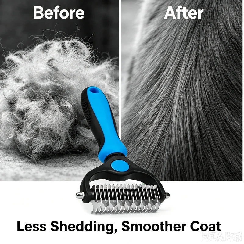 Double-Sided Undercoat Rake for Dogs and Cats