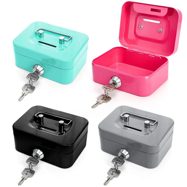 Portable Metal Money Safe Box with Key Lock