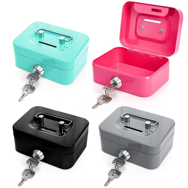 Portable Metal Money Safe Box with Key Lock