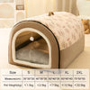 A beige pet bed for dogs and cats with a removable inner lining shown in a studio setting.