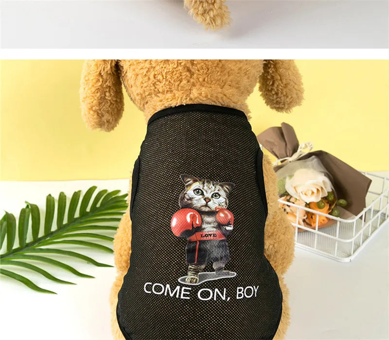 Breathable Mesh Pet Vest with Cute Cartoon Print