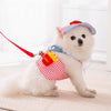 Denim Dog Harness and Leash Set with Matching Hat