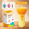 Vibrant orange electric interactive cat teaser wand toy with a yellow body and pink fluff