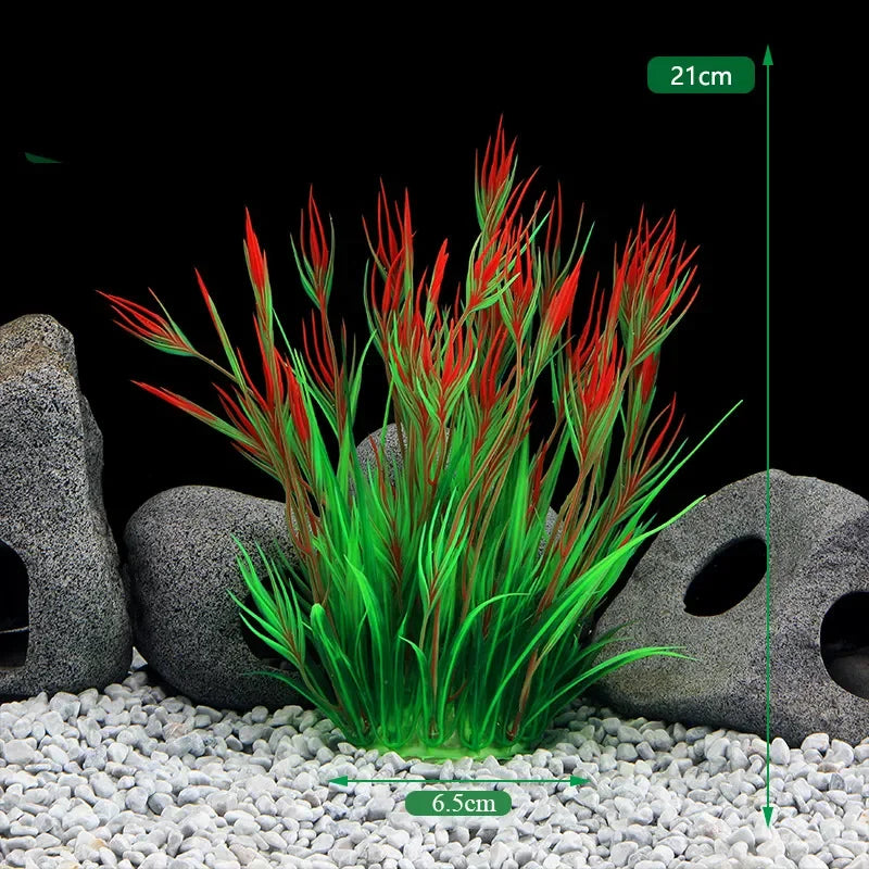 Planta Artificial Realista para Acuario con Base de Cerámica