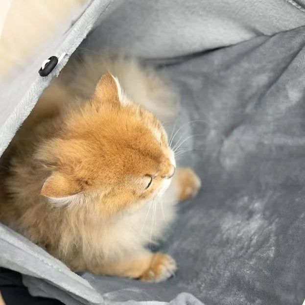 Plush Cat Carrier Apron with Cozy Sleeping Pocket for Small Pets