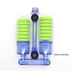A clear plastic aquarium biochemical sponge filter with green and blue components, without media balls.