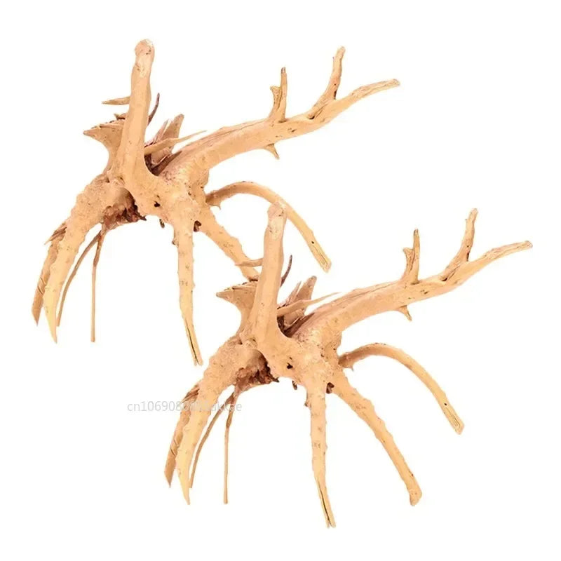 A piece of natural driftwood used for aquarium and terrarium decoration.