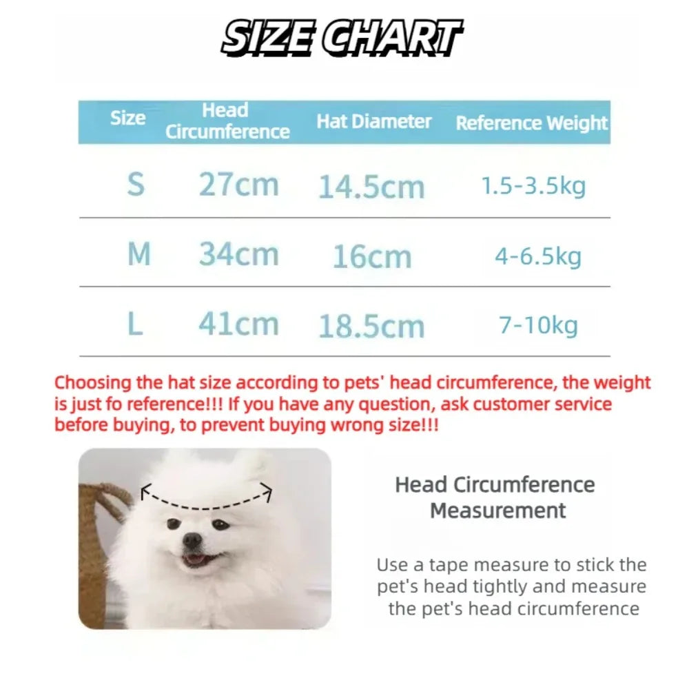 Breathable Cotton Sun Hat for Dogs and Cats with Ear Holes