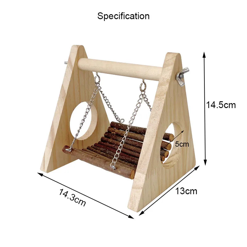 Hamster Wooden Swing with Natural Chew Sticks