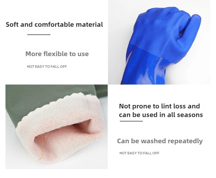Extended Waterproof Rubber Gloves for Dishwashing, Car Washing & Labor Tasks