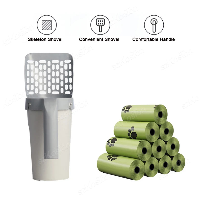 Cat Litter Scoop with Built-in Waste Bag Holder