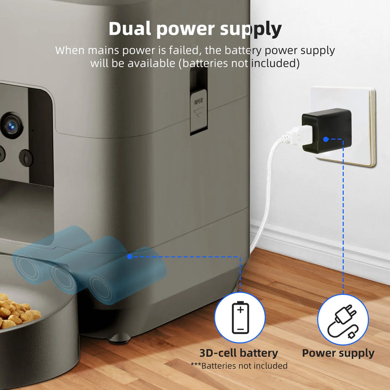 Distributeur de nourriture intelligent pour animaux avec caméra Wi-Fi