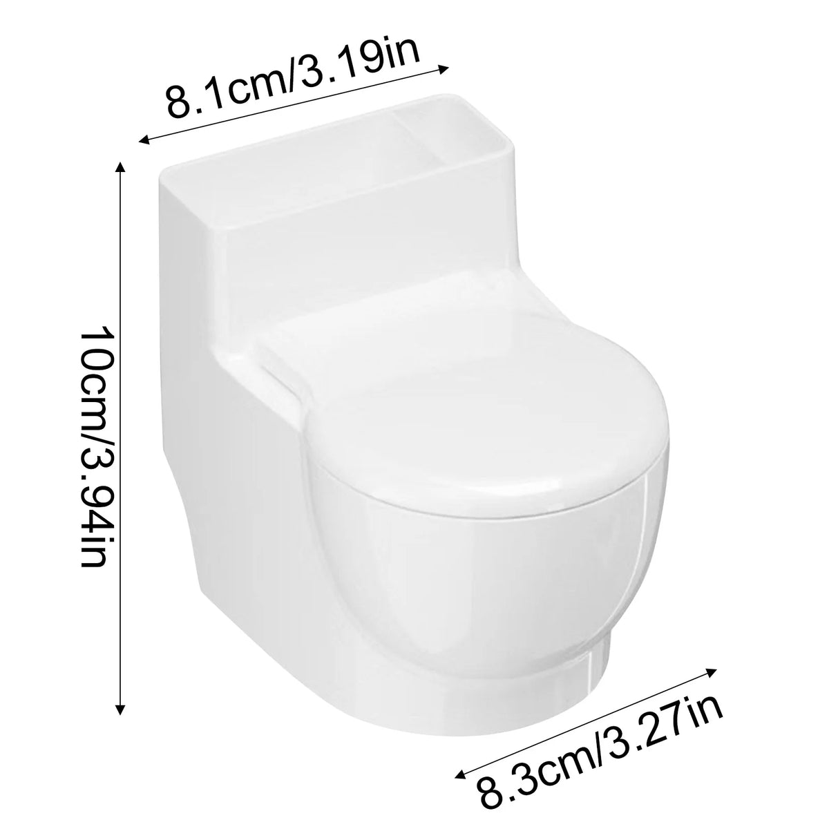 White toilet-shaped cat water bowl with lid shown from the side.