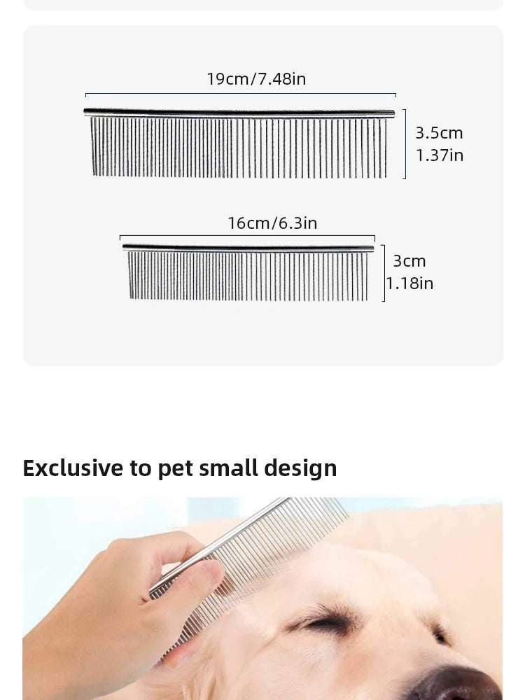 Peine de Estilismo para Mascotas de Acero Inoxidable Doble Cara