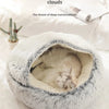 Lit Semi-Ouvert en Peluche pour Chats et Chiens