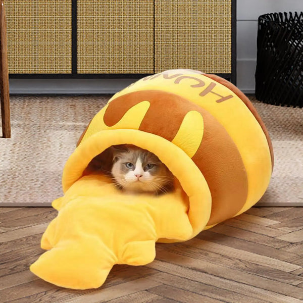 Panier pour chat style grotte douillet avec coussin amovible