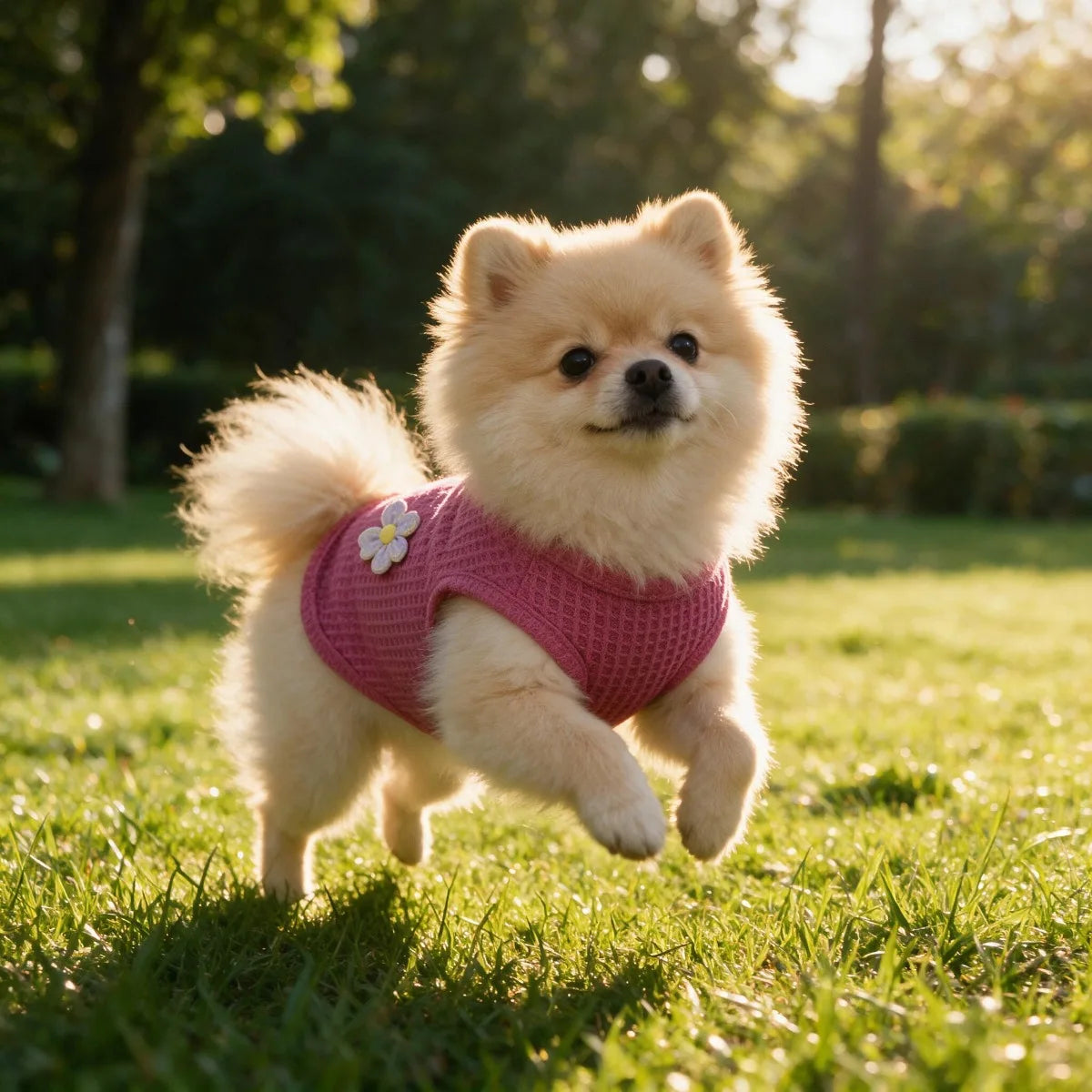 Floral Rose Waffle Vest for Small Dogs — Breathable Summer Top