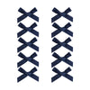 A pair of dark blue ribbon bow hair clips for girls.