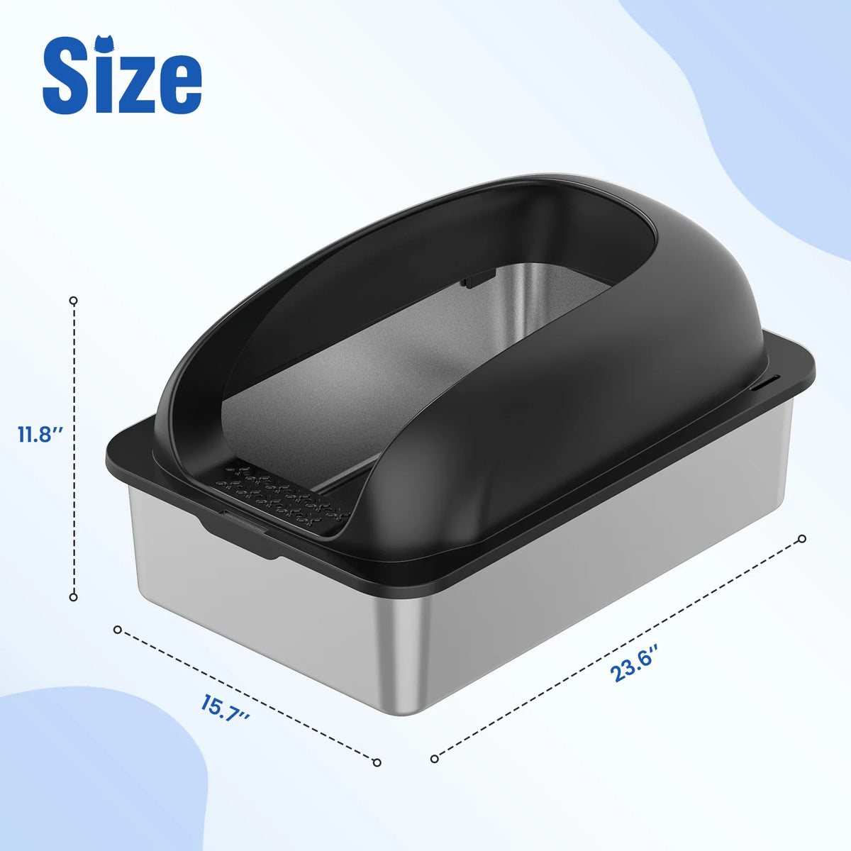 Stainless Steel Cat Litter Box with Lid, High-Sided, Extra Large