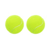 A pair of neon yellow tennis balls on a white background.
