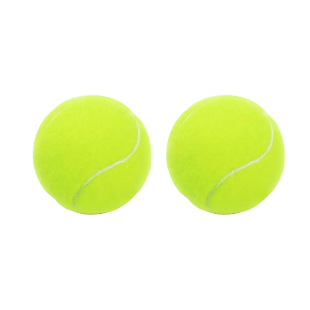 A pair of neon yellow tennis balls on a white background.