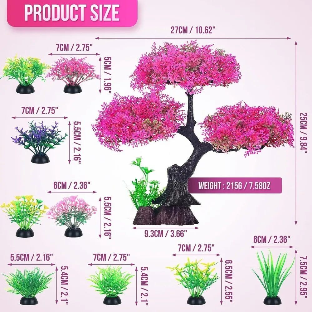 Lifelike Artificial Aquarium Plants – Set of 10