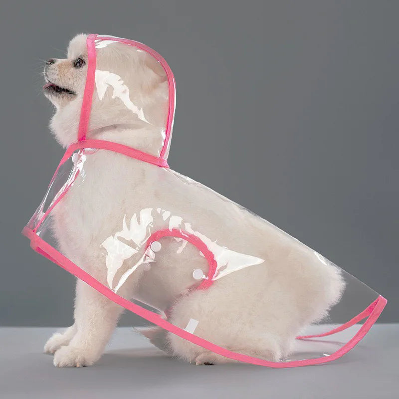 Clear Waterproof Dog Raincoat with Adjustable Hood