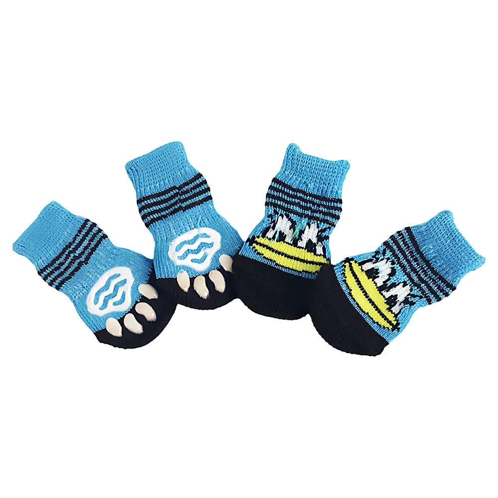 Non-Slip Cotton Pet Socks for Dogs & Cats (4-Pack)