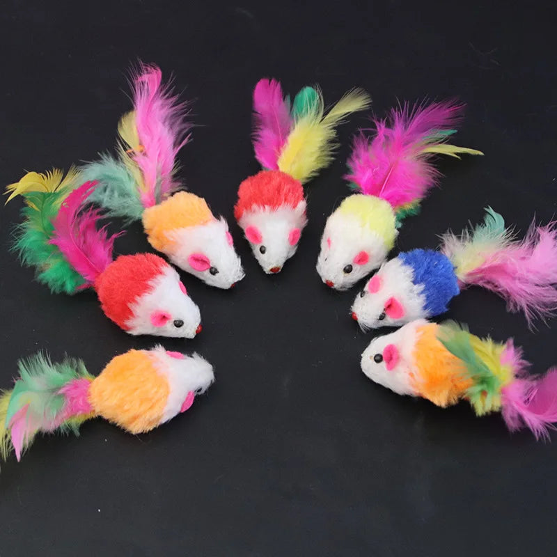 Interactive Plush Cat Toy with Feather Teaser