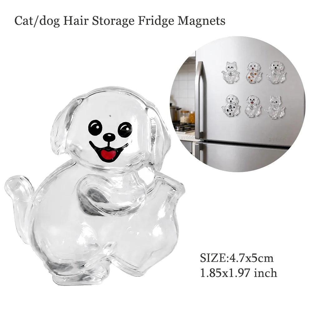 Clear glass cat or dog figurine magnet for fridge storage