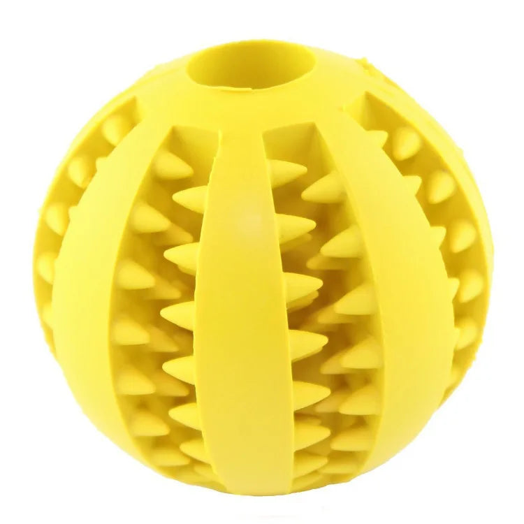 Yellow interactive watermelon chew ball for dogs with textured surface
